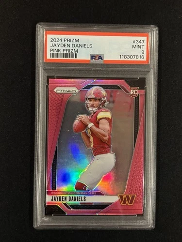 Jayden Daniels 2024 Prizm Pink Prizm Rookie Card PSA 9 #347 Commanders RC