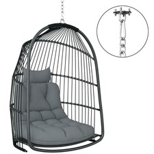 Outsunny Sedia Sospesa a Dondolo Pieghevole con Cuscino in Corda Grigio Scuro