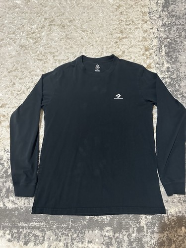 Men’s Converse Long Sleeve T-shirt Black Size Medium Embroidered Logo