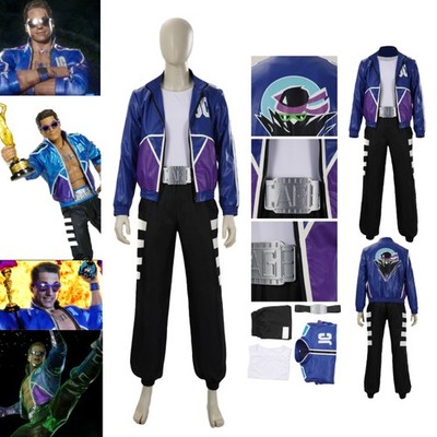 Mortal Kombat Johnny Cage Cosplay Costume Halloween Coat T-shirt Pants Carnival