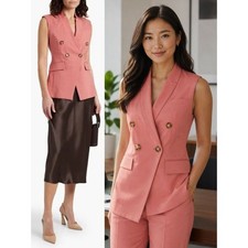 Chaleco Veronica Barba Amika Desteñido Rosa Rosa Doble Pecho Talla 8