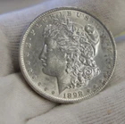 1898 US Morgan Silver Dollar $1 AU (Cleaned)