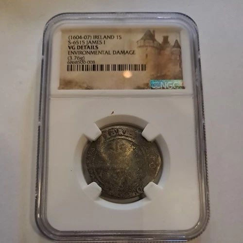 IRELAND. James I, 1604-1607. Hammered Silver Shilling, NGC VG Details