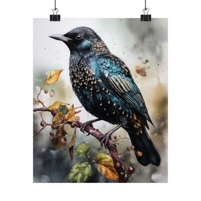 Common Starling Bird Art Print, Bird Painting, Bird Wall Art, Bird Watercolor