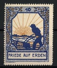 Marque De Propagande Friede Auf Erden, Paysan Avec Charrue À L’Aube (Carte)