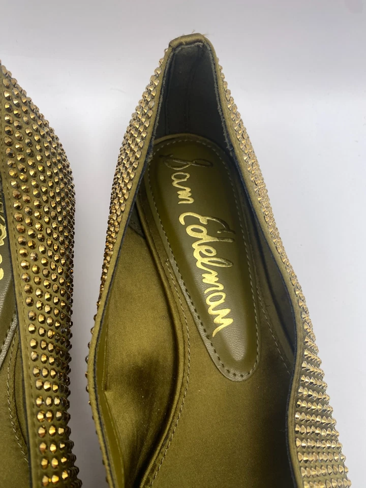 Sam Edelman Womens Nita Olive Crystal-Embellished Point-Toe Flats Sz 8 - Image 3 of 4