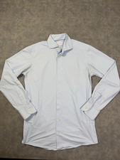 Eton Shirt Mens 16 40 Blue Solid Slim Stretch Dress Button Long Sleeve Romania