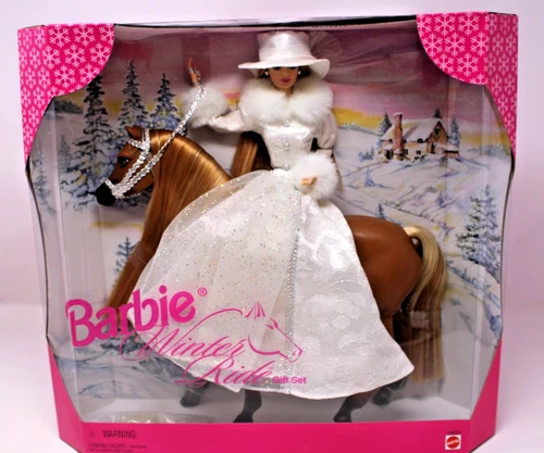 Vintage 1998 Barbie Winter Ride Horseback Riding Gift Set 19850 New In Box