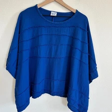 Oh My Gauze Kimono Top Womens O/S Blue Cotton Gauze Boxy Crop