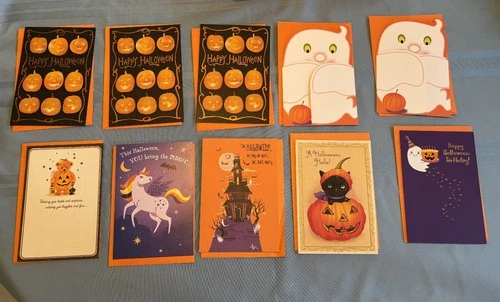 Lot of 10 Brand New Hallmark Expressions Halloween Greeting Cards w Envelopes