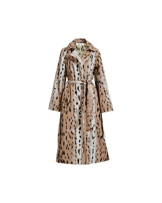 Diane von Furstenberg DVF Leopard Fawn Neutral Kamirah Trench Coat M $798 NEW