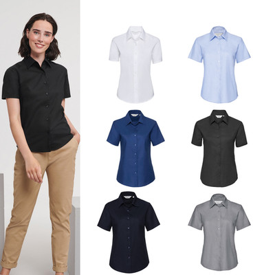 Russell Collection Damen Kurzarm Oxford Hemd 0R933F0 - 2