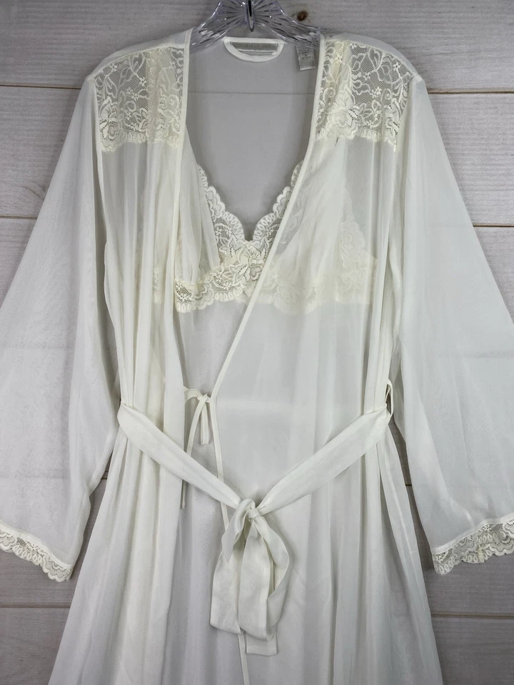 Camisón y bata de boda vintage Valerie Stevens Peignoir para mujer M encaje Foto 2 de 4