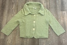 Anthropologie Moth Womens Sweater Big Buttons Light Green Cotton Med
