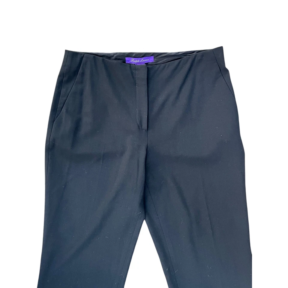 Calça Ralph Lauren Roxa Etiqueta Personalizada Mistura de Lã Tamanho 10 Perna Reta Escritório - Imagem 2 de 4