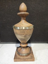 Large Heritage GG (Gracious Goods) Collection Wood w/ Metal Trim FINIAL URN- NEW