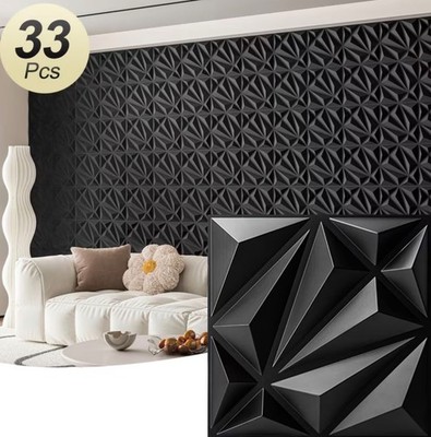 33pcs 3D Wall Panels, 11.8''x11.8'', PVC Material, Lightweight & Fire Resistant