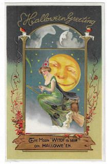 Cartolina Winsch Halloween "La strega della luna si vede ad Halloween"