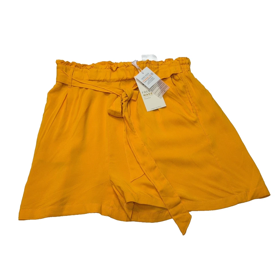 Short Femme XS Fresh Made Jaune 100% Viscose Fluide Neuf - Photo 1/4