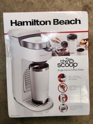 Hamilton Beach The Scoop Single-Serve Coffee Maker White Compact Fast Brew