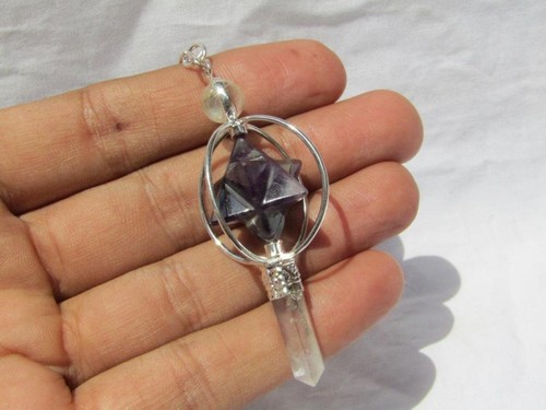 Handmade Quartz Crystal Merkaba Star Healing Pendulum Wand Reiki Dowsing. - Picture 5 of 17