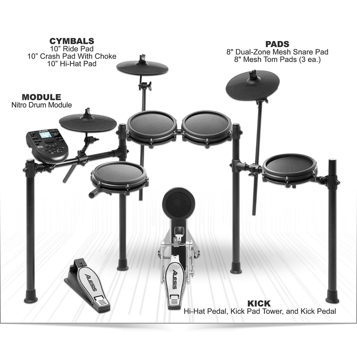 alesis nitro mesh kit electronic drum set | eBay