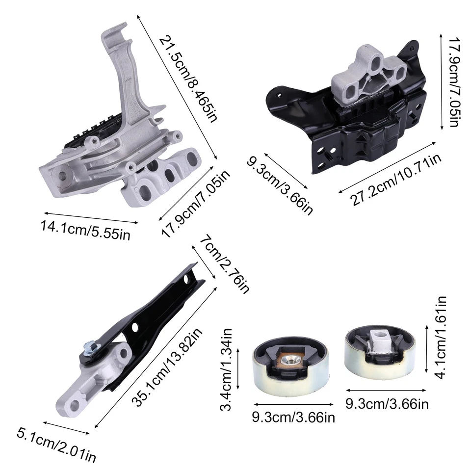 Engine Motor AND Transmission Mount SET 5PCS FIT FOR Audi A3, A3 Quattro L4-2.0L - Image 3 of 4