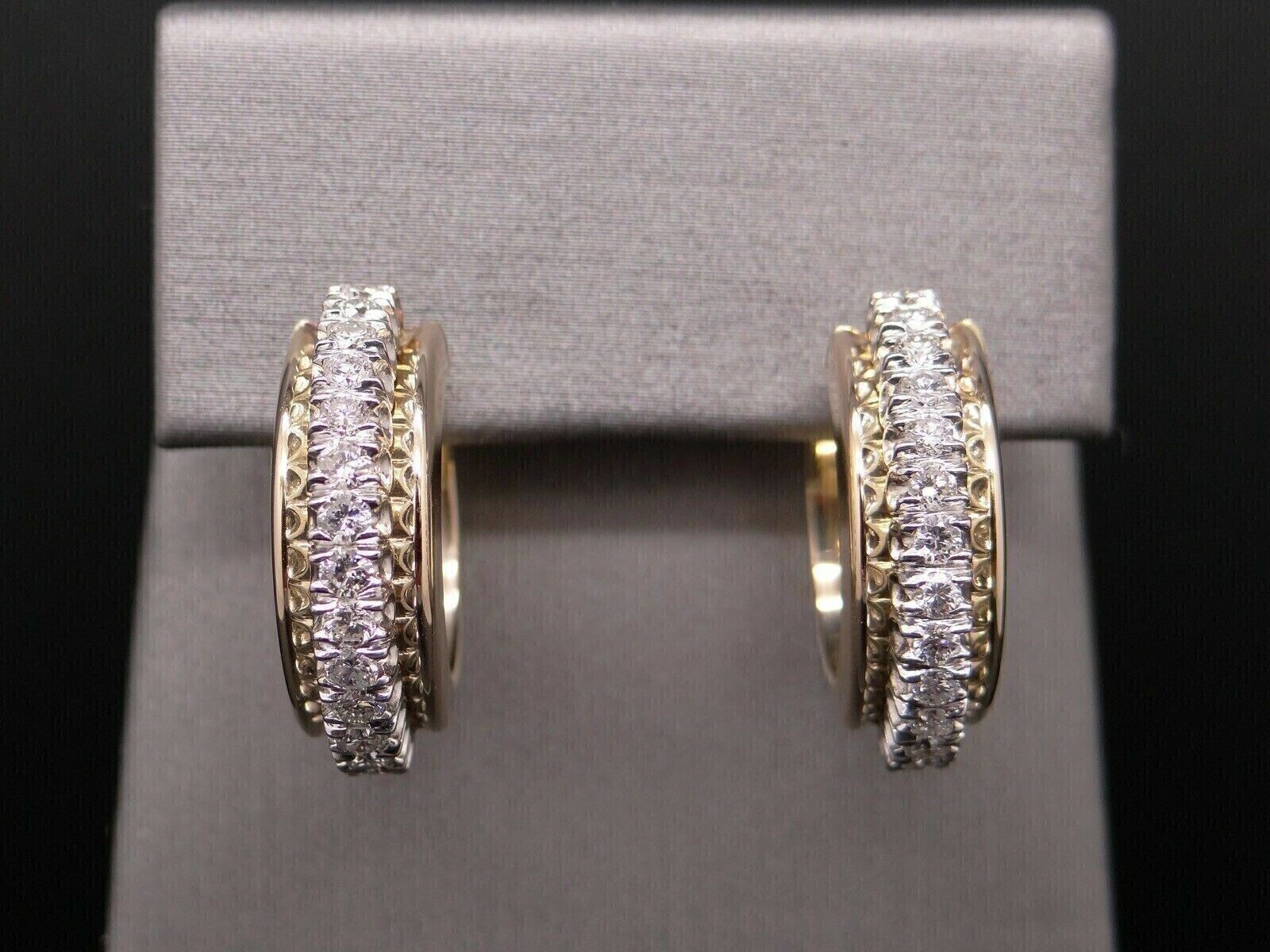 Moissanite 14K Two Tone Gold Plated 2Ct Round Clip-On Huggie Earrings
