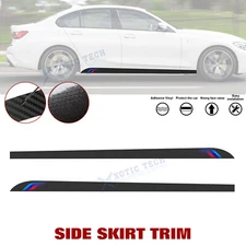 2x Carbon Fiber Pattern Side Skirt Stripe Sticker For BMW 3 4 5 Series 320i 420i