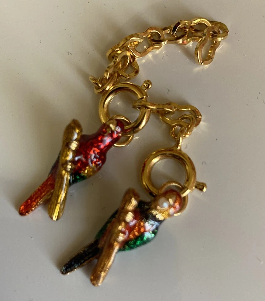 JOAN RIVERS NOAH’S ARK CHARM Juego de 2 con Extensor - Pájaros Loro Foto 3 de 3