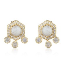 Rainbow Moonstone 925 Sterling Silver Stud Earrings Gemstone Jewelry