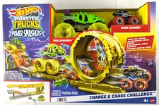 Hot Wheels Monster Trucks Power Smashers Charge & Chase Challenge Track Set
