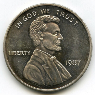 1987 Abraham Lincoln 999 Silver 1 oz Art Medal Round - In God We
