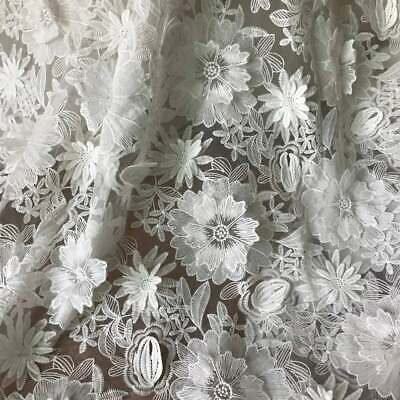 CREAM  Fabric Lace Organza Pearl/Rhinestone Centre 3 Flower Mix 65-85mm MH