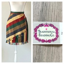Deadstock Vintage Skirt, 1990s Striped Faux Wrap Skirt