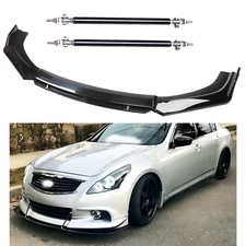 Gloss Black Front Bumper Lip Splitter Spoiler Kit + Strut Rods For Infiniti Q60
