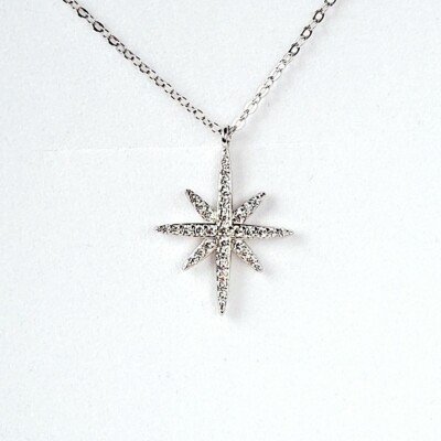 925 Sterling Silber Kristall Stern Charm Halskette Frau Mode Kette Anhänger Geschenk