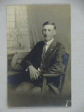 1910-1930 AZO Real Photo Postcard Portrait of Man USA