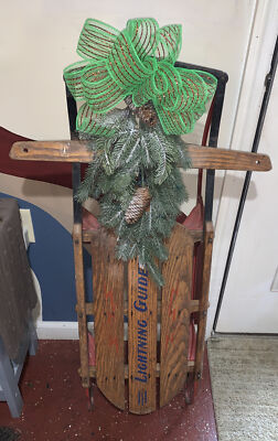 VINTAGE LIGHTNING GUIDER WOOD SNOW SLED! HARD TO FIND! 40 Inches Duncannon PA