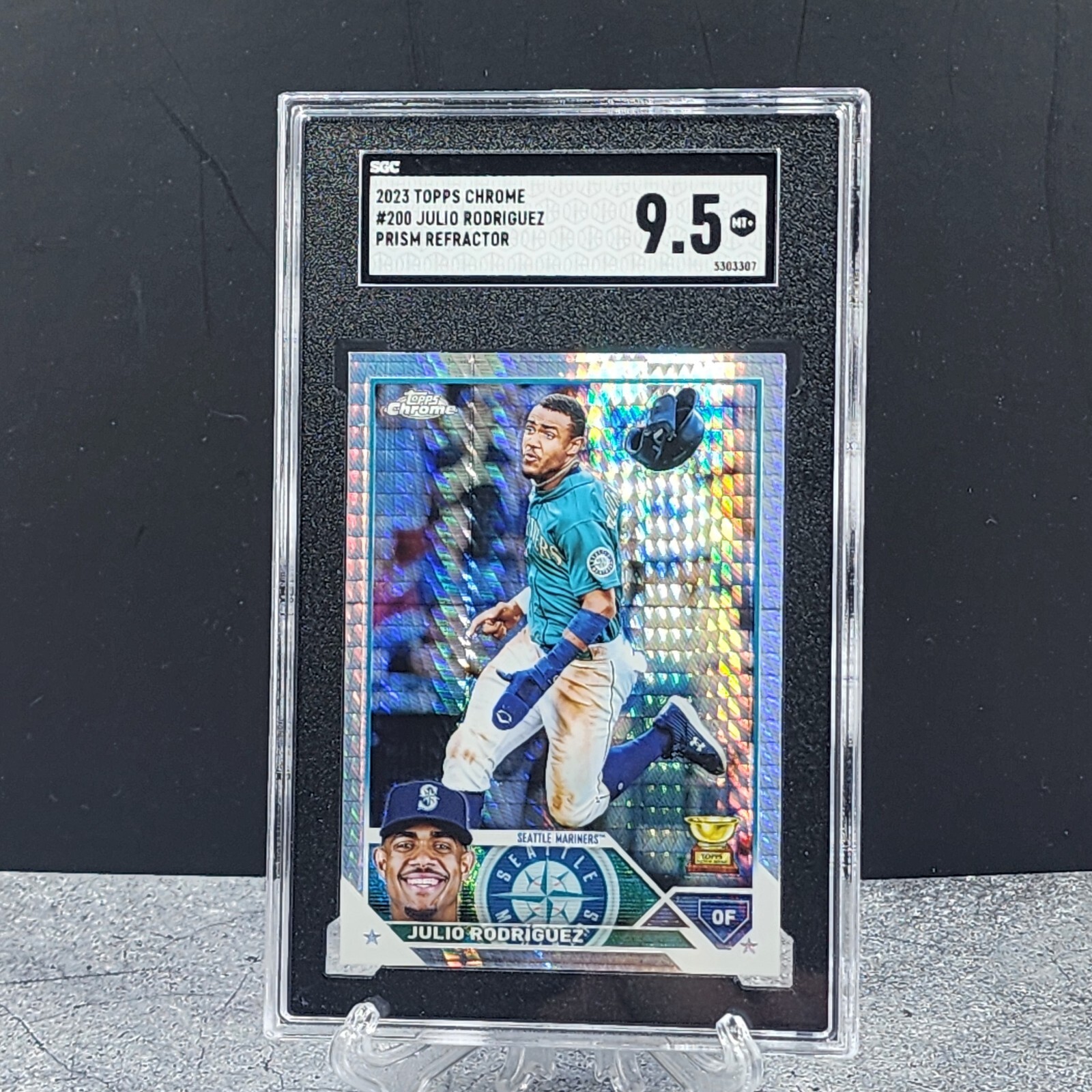 Julio Rodriguez (Rookie Cup) - 2023 Topps Chrome #200 - Prism Refractor -SGC 9.5