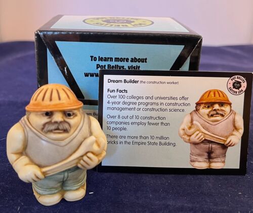 Harmony Kingdom ~ Pot Bellys ~  Dream Builder~ Construction worker~ NIB ~PBPCO - Picture 1 of 11