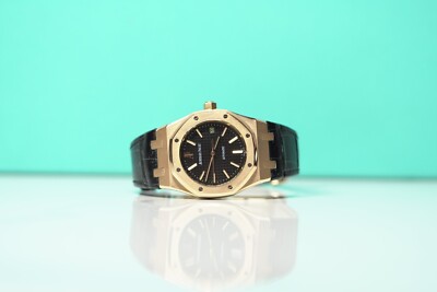 Audemars Piguet Royal Oak 39mm Rose Gold Leather Strap Watch Only - 15300OR