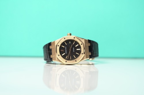 Audemars Piguet Royal Oak 39mm Rose Gold Leather Strap Watch Only - 15300OR