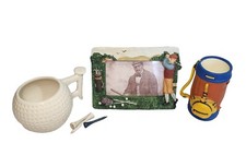 3 Pc GOLF Lovers Delight Ball Cup Mug Photo Frame Pencil Holder Desk Set Golfing