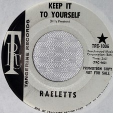 Raeletts 45 Keep it to Yourself /I Want To TANGERINE PROMO N. Soul funk 1970 VG+