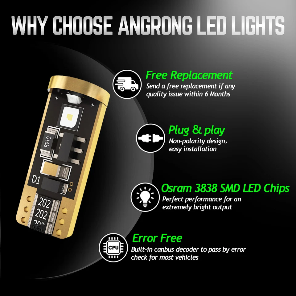 2x T10 ampoules Canbus LED 501 W5W pour Renault feux de stationnement position - Photo 2/4