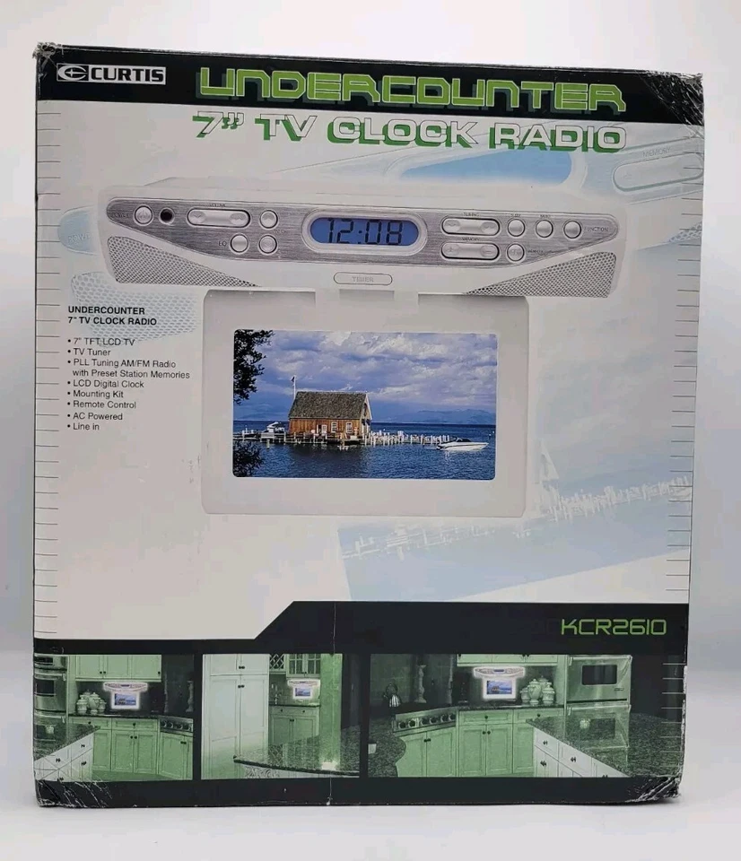 Curtis KCR2610 Undercounter/Under Cabinet 7-Inch TV Clock Radio, White - Image 2 of 4