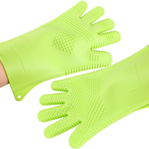 Insulated Silicone Gloves Grill Heat for Hair Styling Resistant Cooking Oven - Picture 4 of 12