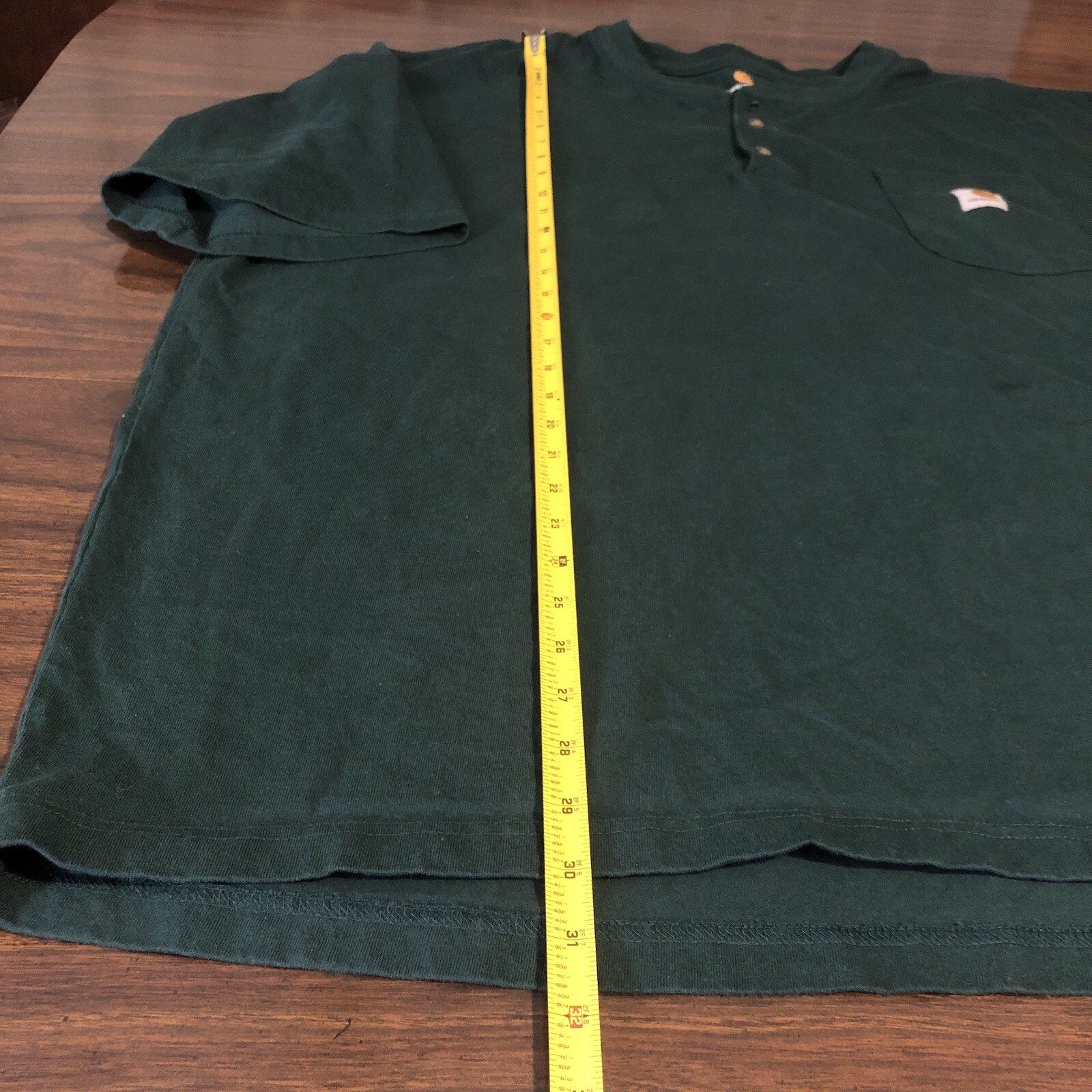 Carhartt T Shirts Mens 3XL XXXL Green Henley Short Sleeve Button Work