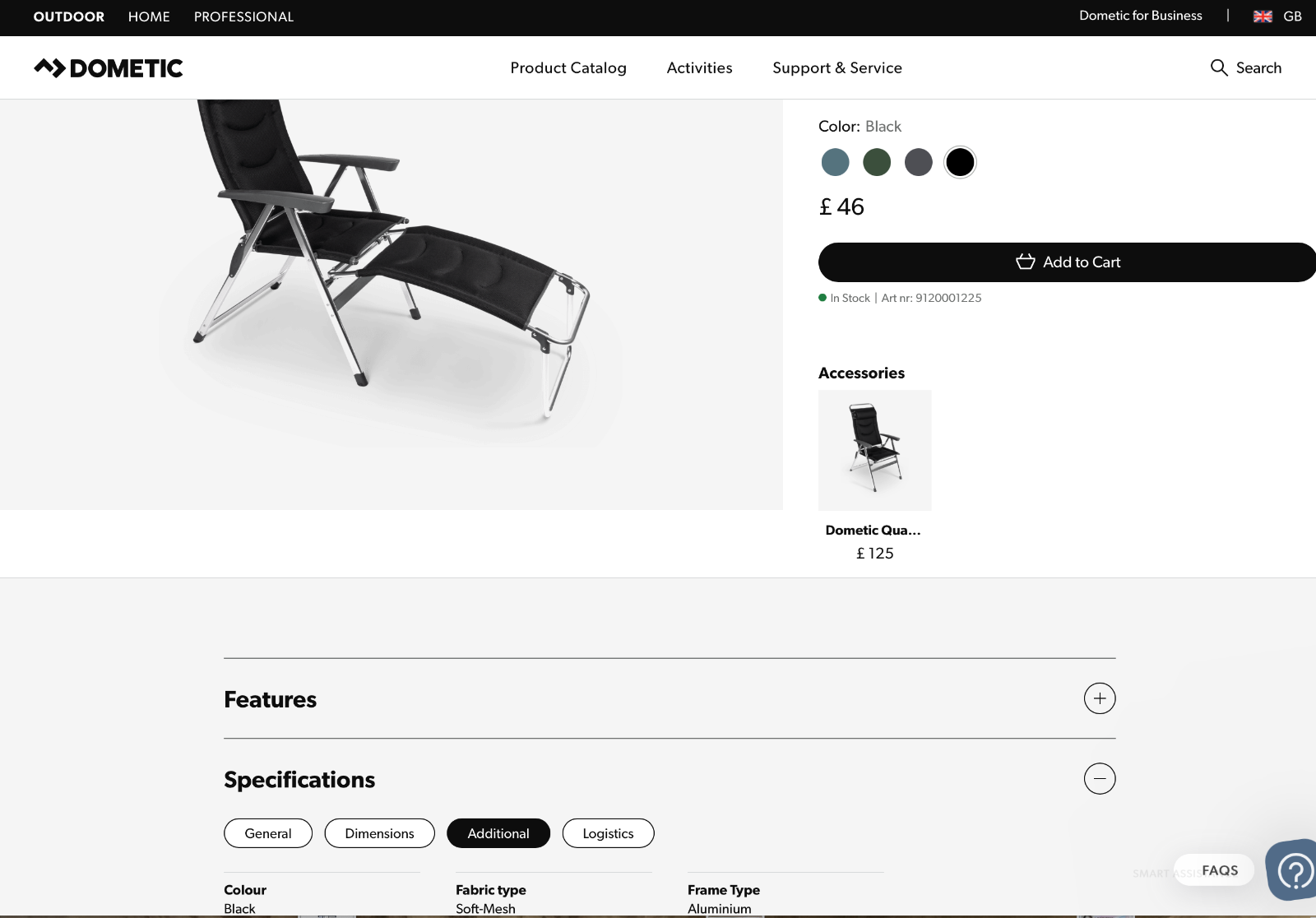 Pair of Kampa Quatro Milano Reclining Chairs & footrests Black eBay